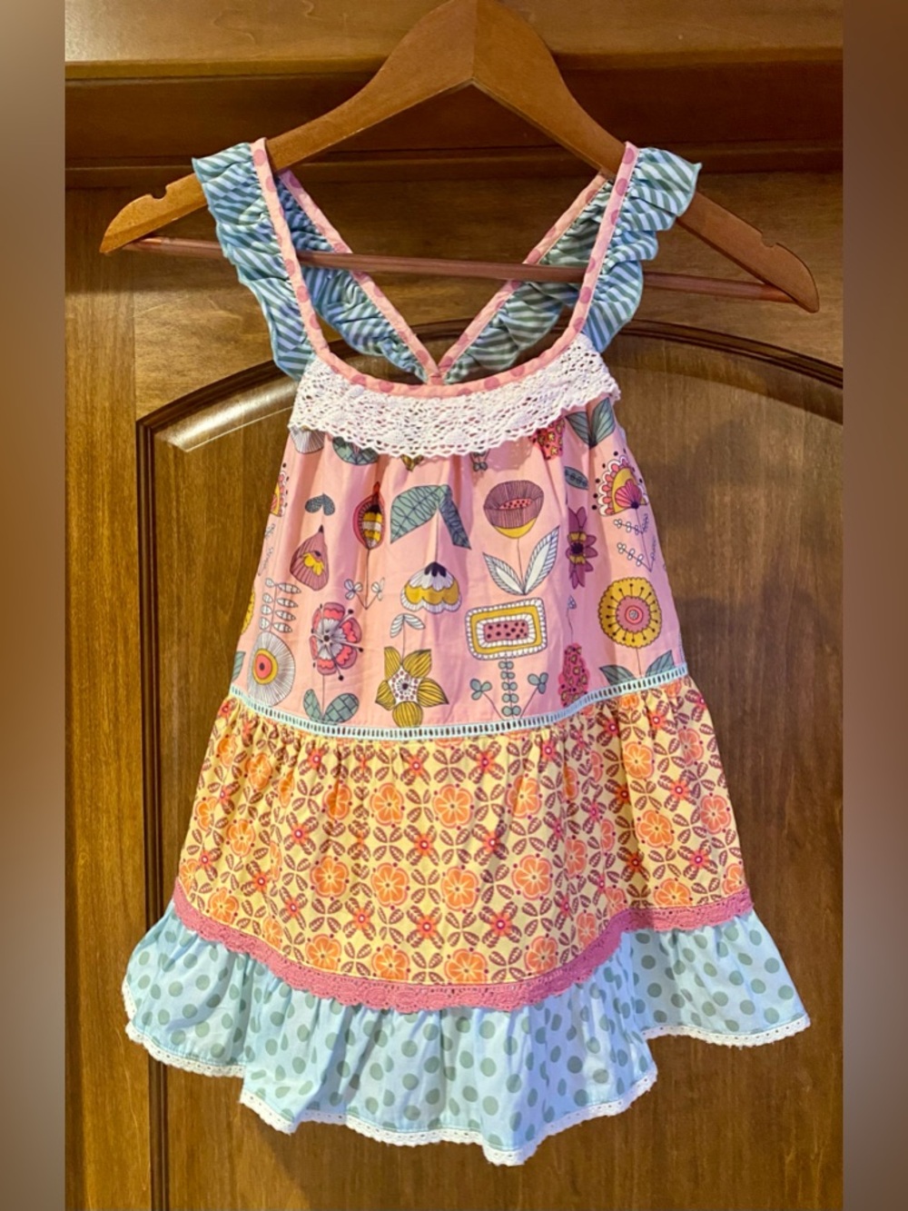 Matilda Jane Pink & Aqua Floral Patchwork Top